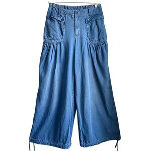 Oli & Hali Med Pleated 3D Tencel Lightweight Chambray Pants Adjustable Relaxed